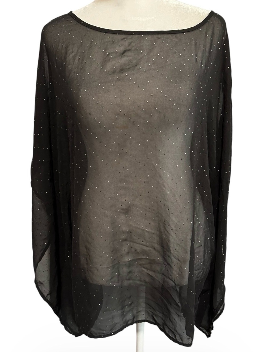 Beverly Drive Black Top with Gold Dot Accents sheer size 1X